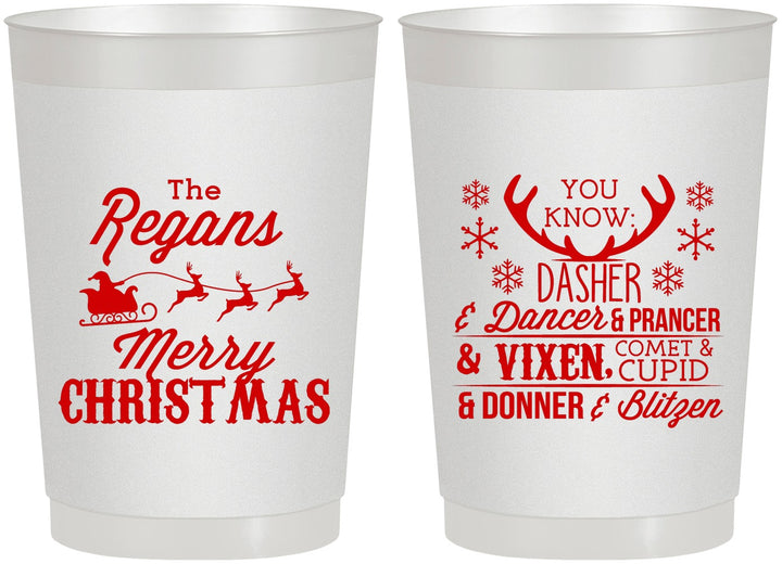 Personalized Christmas 22 oz Frosted Cups - Reindeer | 280062