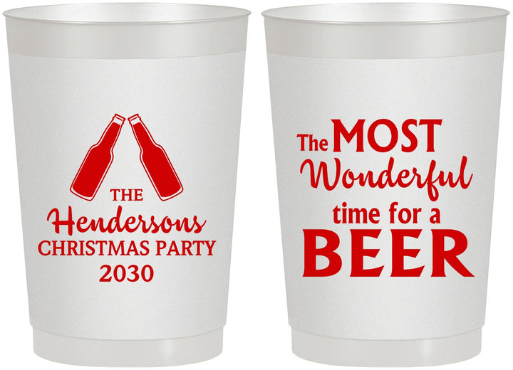 Personalized Christmas 22 oz Frosted Cups - Wonderful Time For A Beer | 280064