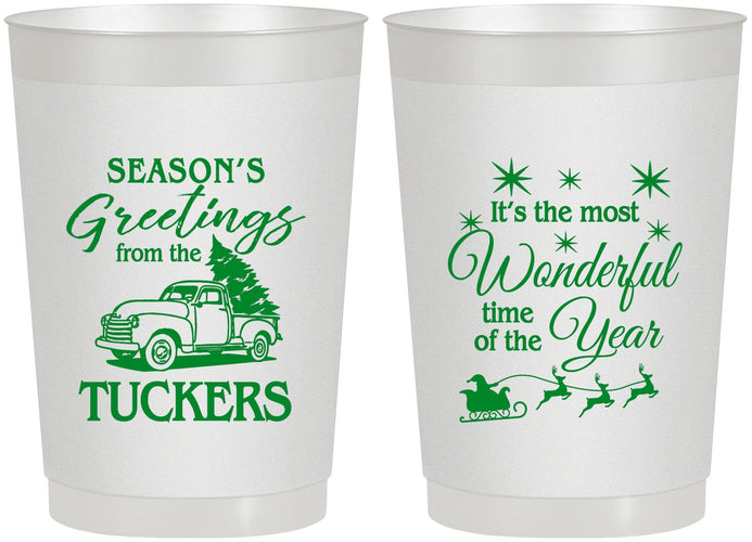 Personalized Christmas 22 oz Frosted Cups - Season Greetings | 280071