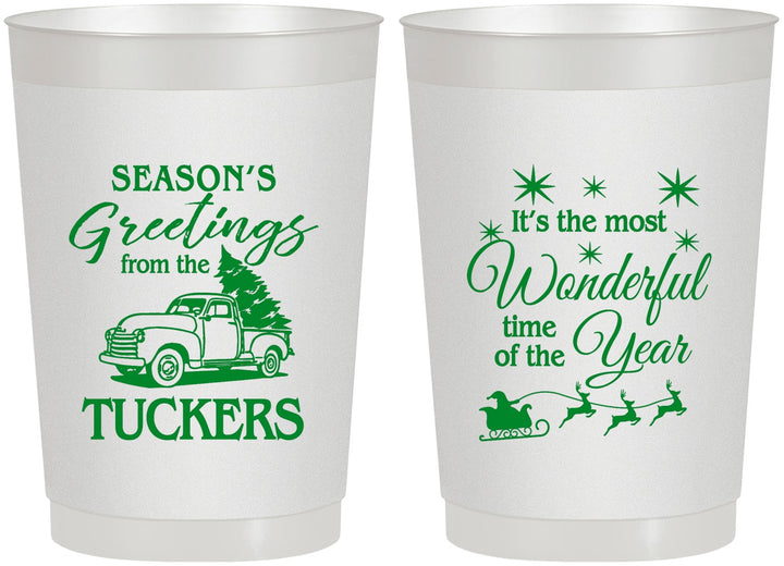 Personalized Christmas 22 oz Frosted Cups - Season Greetings | 280071
