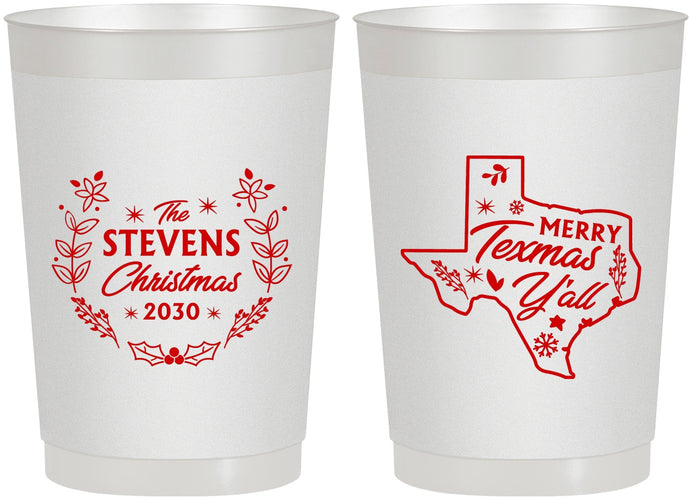 Personalized Christmas 22 oz Frosted Cups - Texmas Yall | 280074