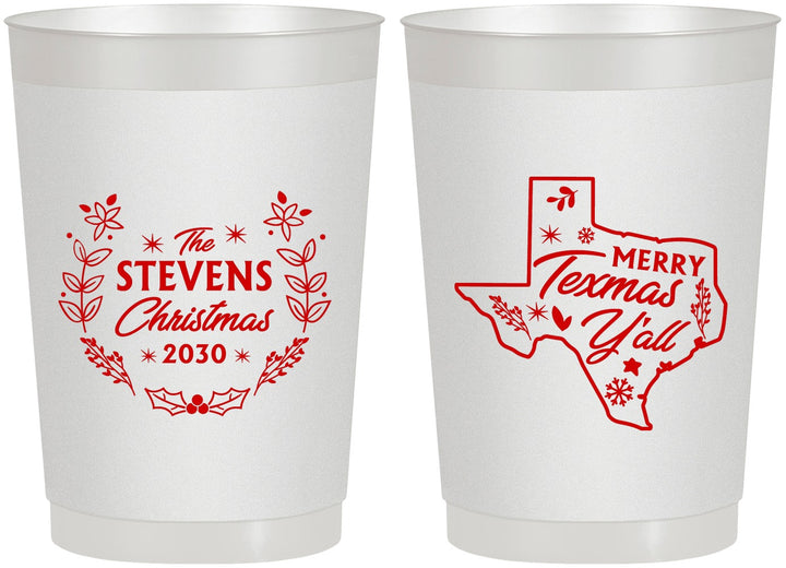 Personalized Christmas 22 oz Frosted Cups - Texmas Yall | 280074