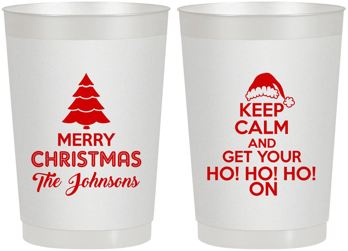Personalized Christmas 22 oz Frosted Cups - Ho Ho Ho | 280076