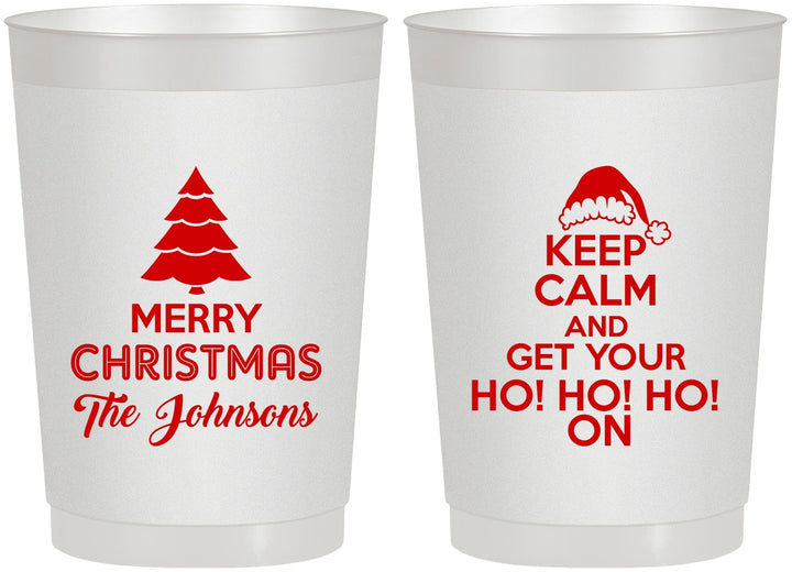 Personalized Christmas 22 oz Frosted Cups - Ho Ho Ho | 280076