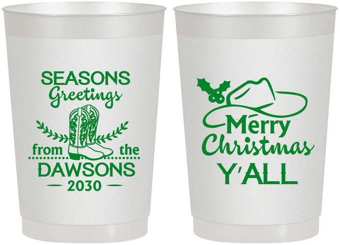 Personalized Christmas 22 oz Frosted Cups - Texas | 280077