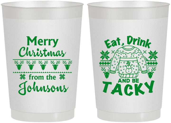 Personalized Christmas 22 oz Frosted Cups - Eat Drink Tacky | 280081
