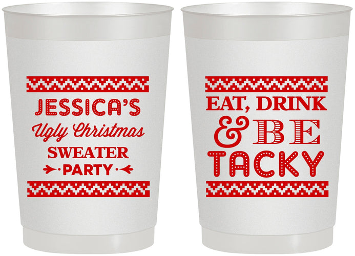 Personalized Christmas 22 oz Frosted Cups - Eat Drink Tacky | 280082
