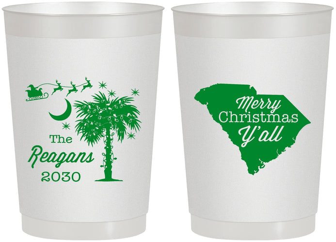 Personalized Christmas 22 oz Frosted Cups - South Carolina | 280083