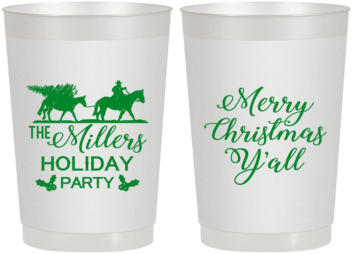 Personalized Christmas 22 oz Frosted Cups - Country | 280087