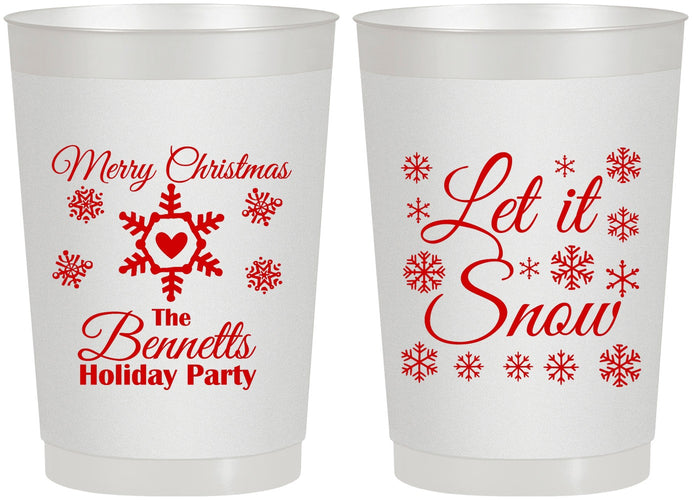 Personalized Christmas 22 oz Frosted Cups - Let Is Snow | 280088