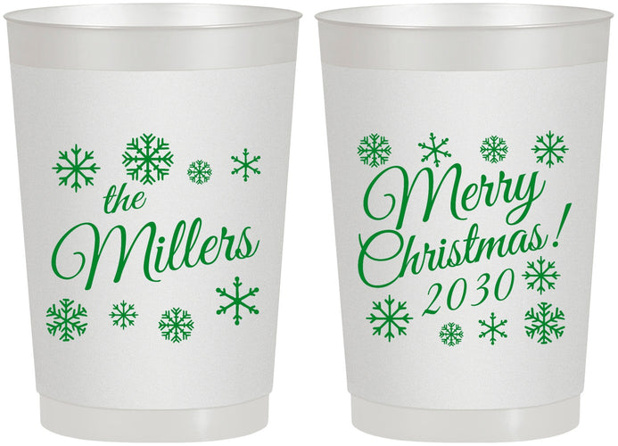 Personalized Christmas 22 oz Frosted Cups - Snowflakes | 280089