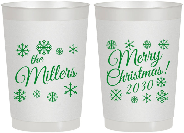 Personalized Christmas 22 oz Frosted Cups - Snowflakes | 280089
