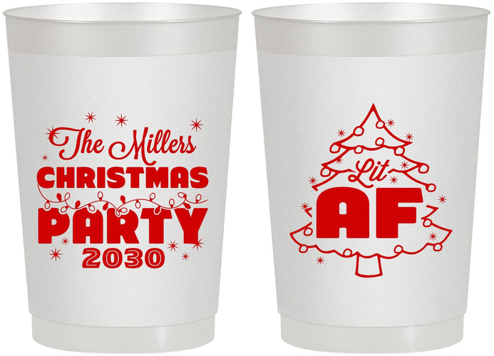 Personalized Christmas 22 oz Frosted Cups - Lit Af | 280090