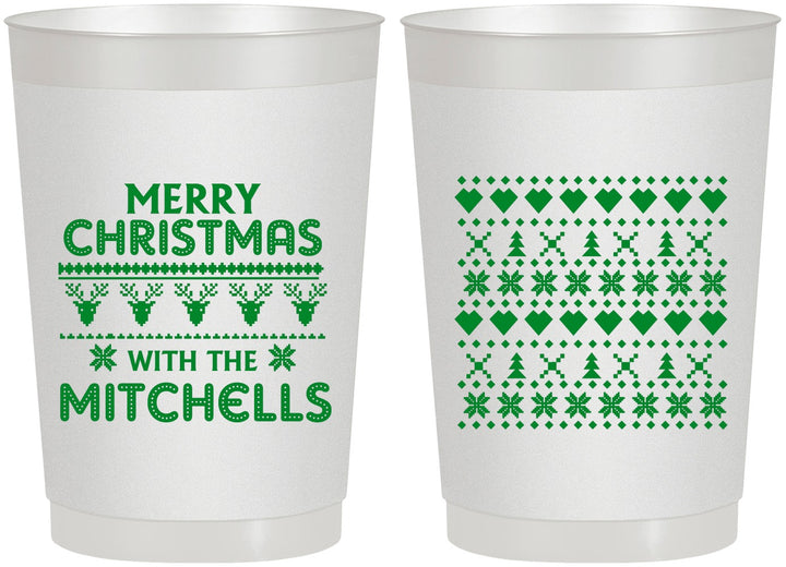 Personalized Christmas 22 oz Frosted Cups - Ugly Sweater | 280091