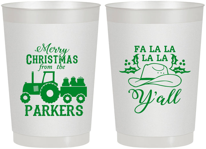 Personalized Christmas 22 oz Frosted Cups - Country | 280097
