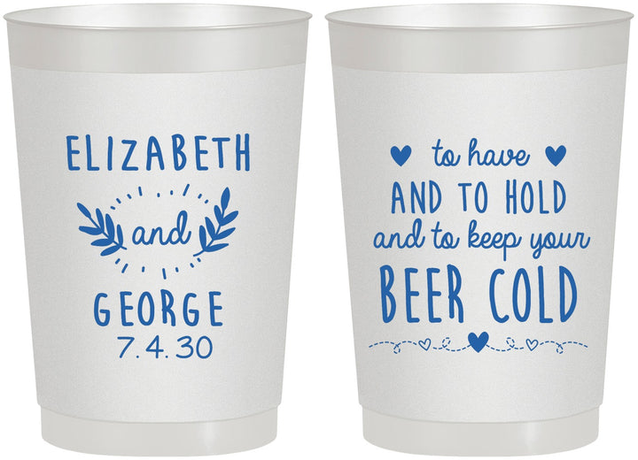 Personalized Wedding 22 oz Frosted Cups - To Have And To Hold | 281