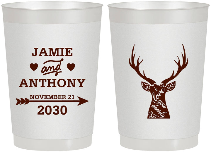 Personalized Wedding 22 oz Frosted Cups - Deer | 282