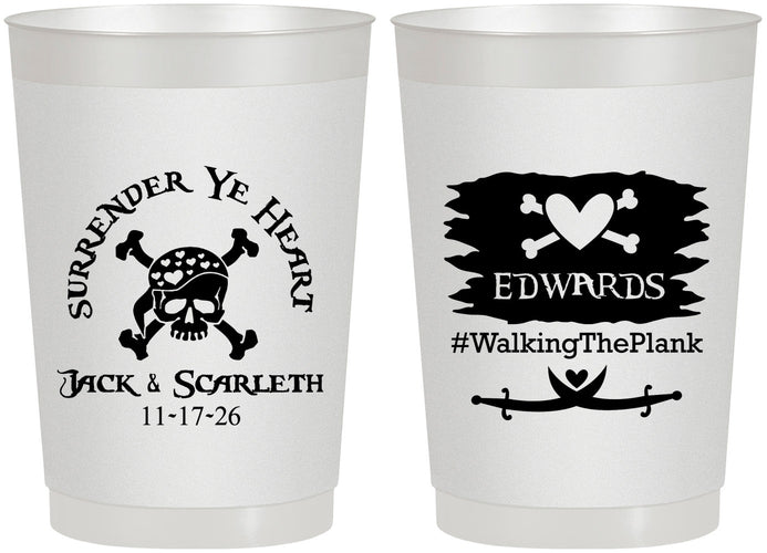 Personalized Wedding 22 oz Frosted Cups - Pirate | 286