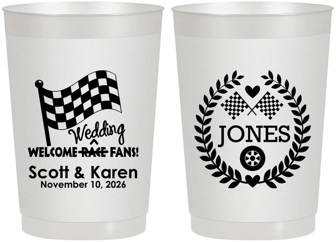 Personalized Wedding 22 oz Frosted Cups - Racing | 289