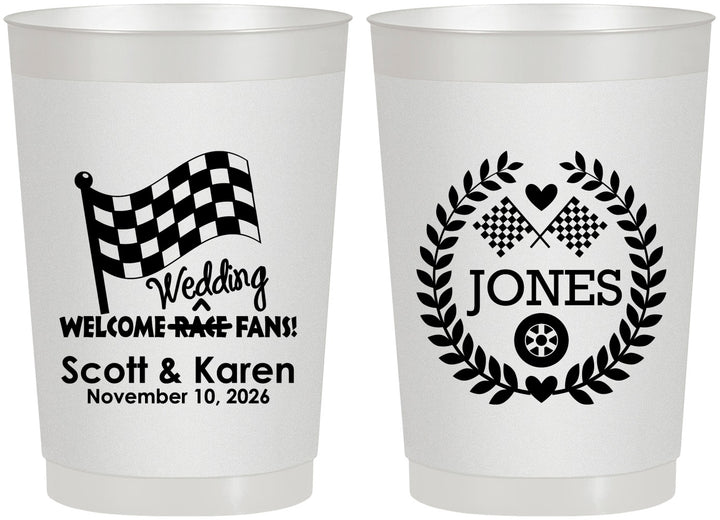 Personalized Wedding 22 oz Frosted Cups - Racing | 289