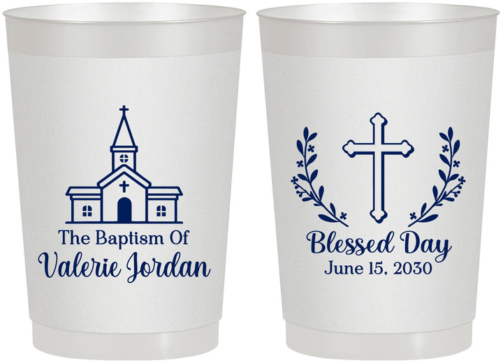 Personalized Baptism 22 oz Frosted Cups - Blessed Day | 290009