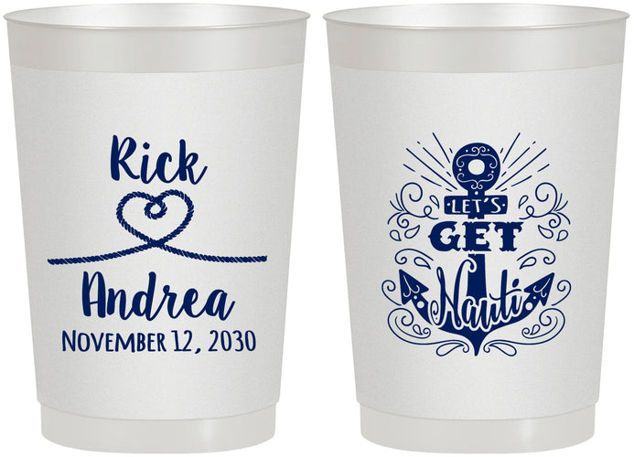 Personalized Wedding 22 oz Frosted Cups - Lets Get Nauti | 292