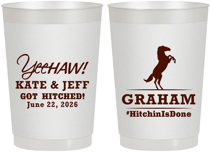 Personalized Wedding 22 oz Frosted Cups - Got Hitched | 296