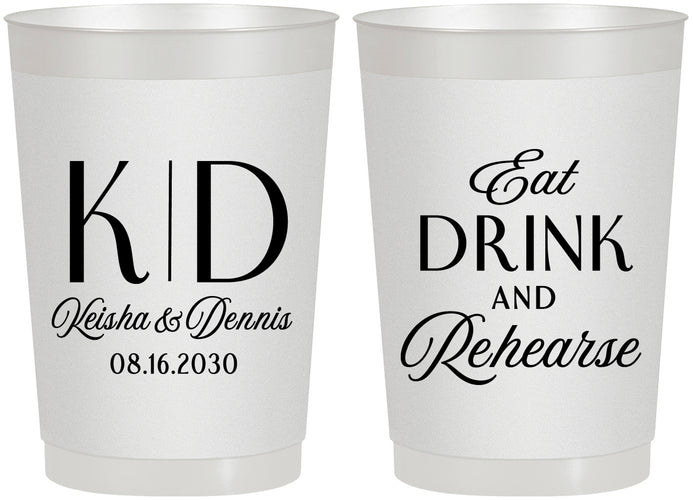 Personalized Rehearsal Dinner 22 oz Frosted Cups - Eat Drink Rehearse | 30000