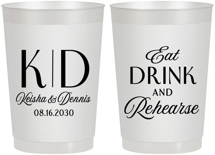 Personalized Rehearsal Dinner 22 oz Frosted Cups - Eat Drink Rehearse | 30000