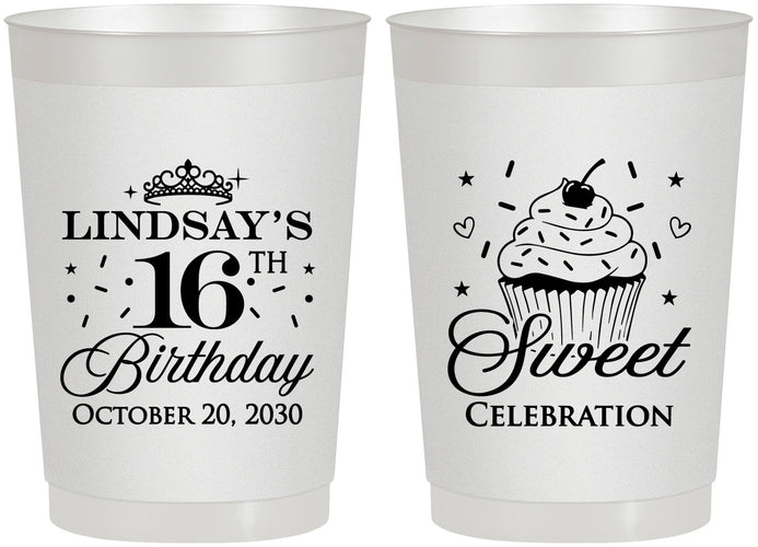 Personalized 16th Birthday 22 oz Frosted Cups - Cupcake | 300000
