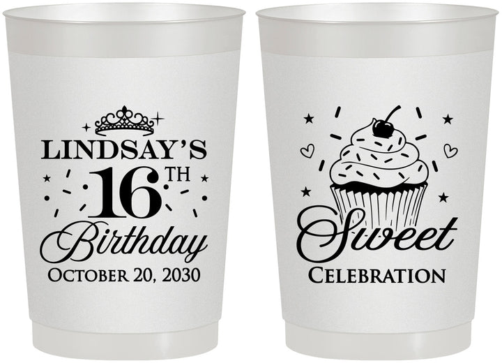Personalized 16th Birthday 22 oz Frosted Cups - Cupcake | 300000