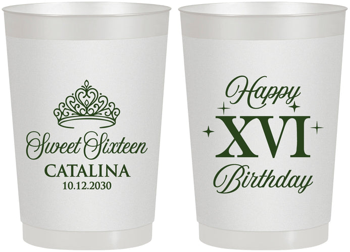 Personalized 16th Birthday 22 oz Frosted Cups - Tiara | 300002