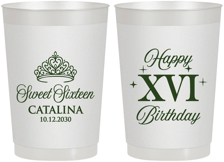 Personalized 16th Birthday 22 oz Frosted Cups - Tiara | 300002