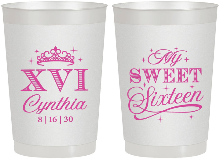 Personalized 16th Birthday 22 oz Frosted Cups - Tiara | 300003