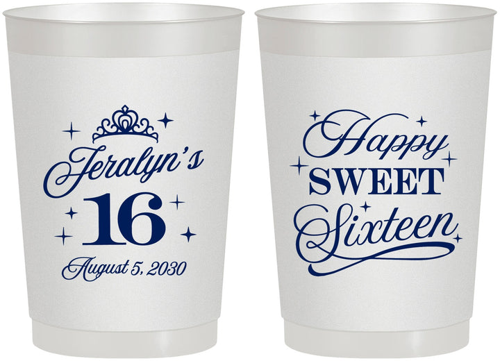 Personalized 16th Birthday 22 oz Frosted Cups - Tiara | 300004