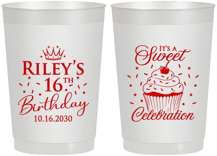 Personalized 16th Birthday 22 oz Frosted Cups - Cupcake | 300006