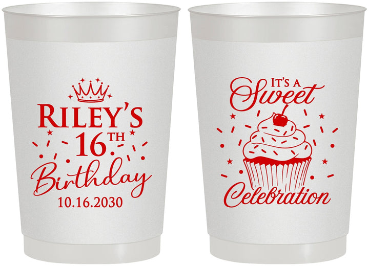 Personalized 16th Birthday 22 oz Frosted Cups - Cupcake | 300006