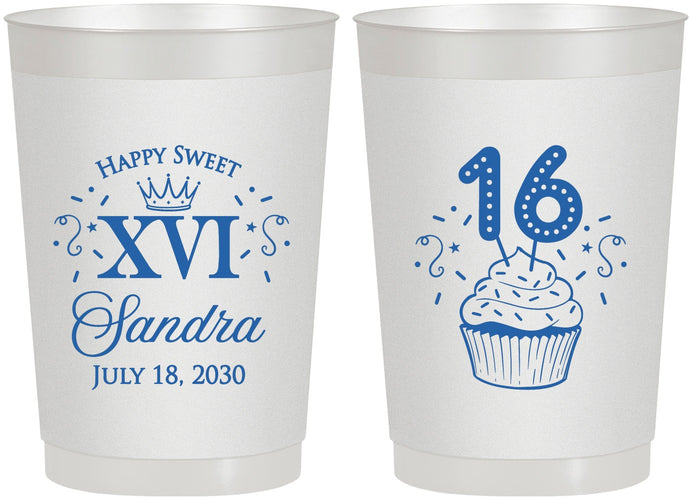 Personalized 16th Birthday 22 oz Frosted Cups - Cupcake | 300007