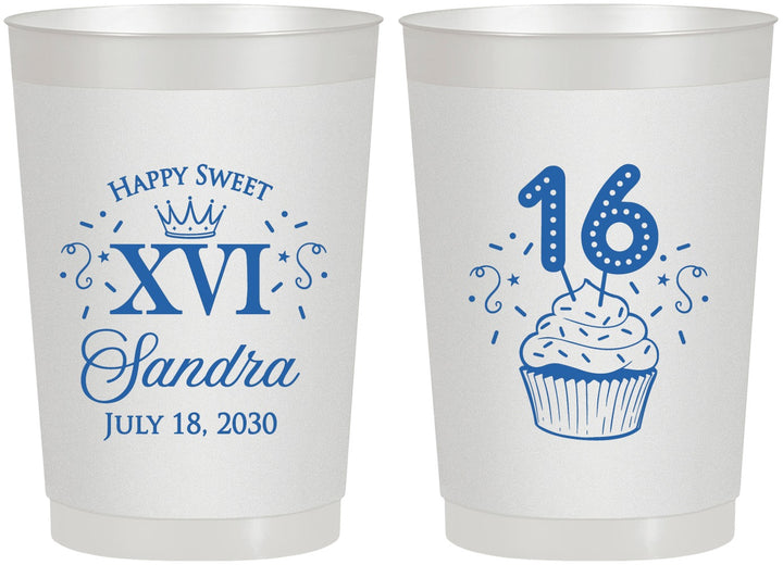 Personalized 16th Birthday 22 oz Frosted Cups - Cupcake | 300007