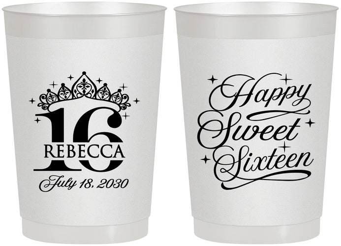 Personalized 16th Birthday 22 oz Frosted Cups - Tiara | 300008