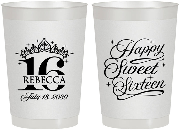 Personalized 16th Birthday 22 oz Frosted Cups - Tiara | 300008