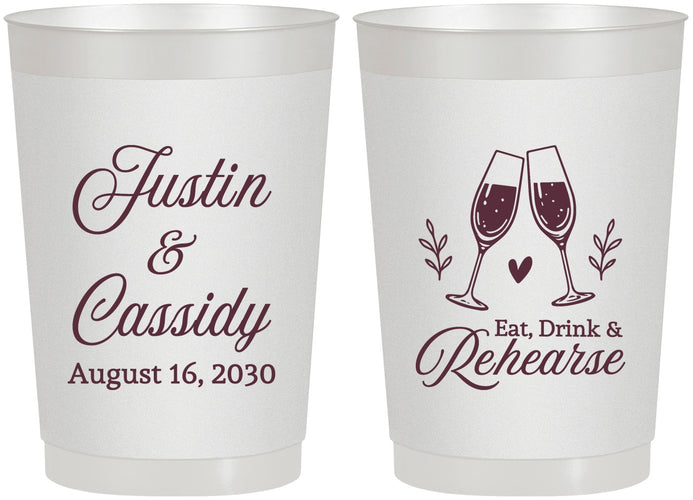Personalized Rehearsal Dinner 22 oz Frosted Cups - Eat Drink Rehearse | 30001