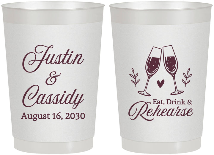 Personalized Rehearsal Dinner 22 oz Frosted Cups - Eat Drink Rehearse | 30001