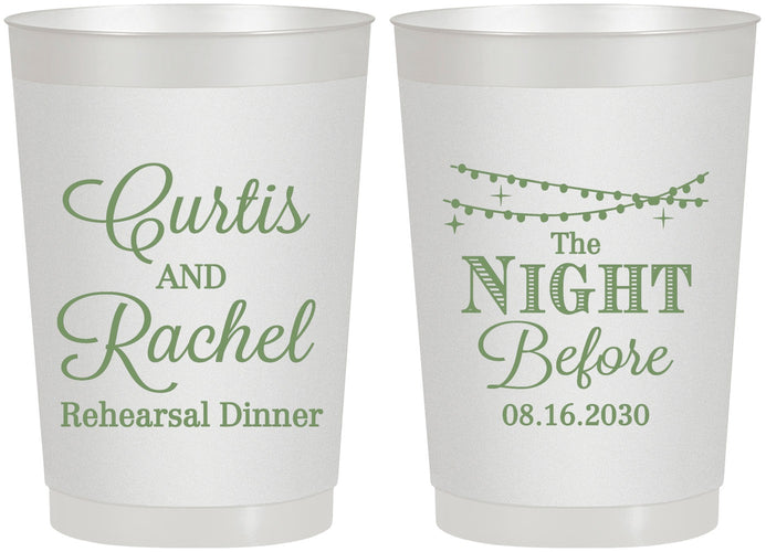 Personalized Rehearsal Dinner 22 oz Frosted Cups - The Night Before | 30006