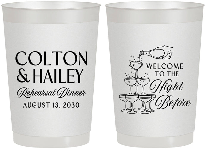 Personalized Rehearsal Dinner 22 oz Frosted Cups - The Night Before | 30007