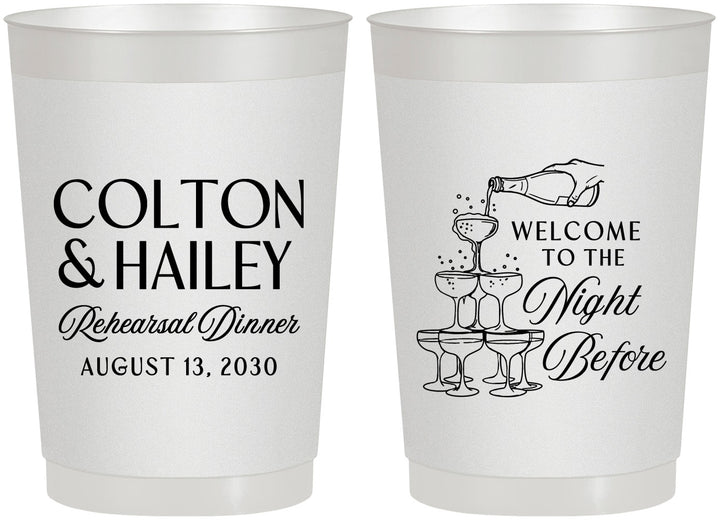 Personalized Rehearsal Dinner 22 oz Frosted Cups - The Night Before | 30007