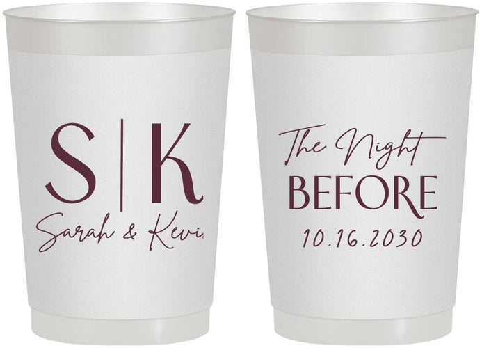 Personalized Rehearsal Dinner 22 oz Frosted Cups - The Night Before | 30009