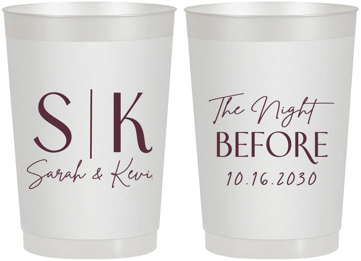 Personalized Rehearsal Dinner 22 oz Frosted Cups - The Night Before | 30009