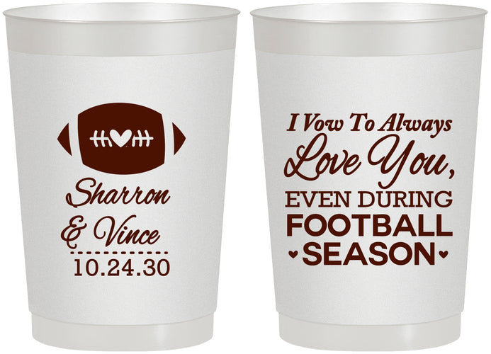 Personalized Wedding 22 oz Frosted Cups - Football | 302
