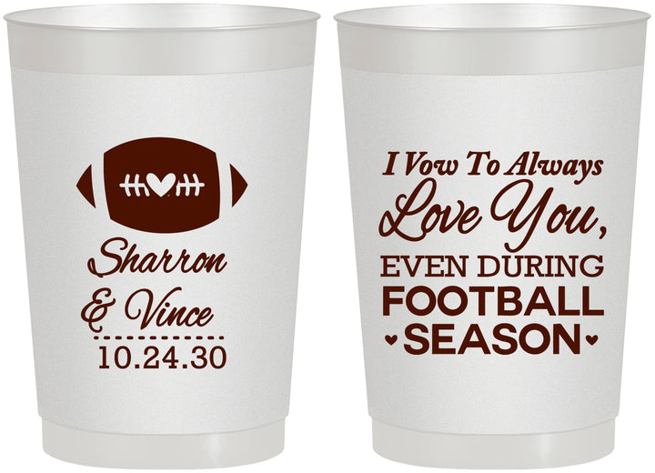 Personalized Wedding 22 oz Frosted Cups - Football | 302